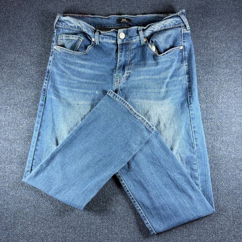 True Religion Ricky Relaxed Straight Jeans Mens 34x30 Blue Denim